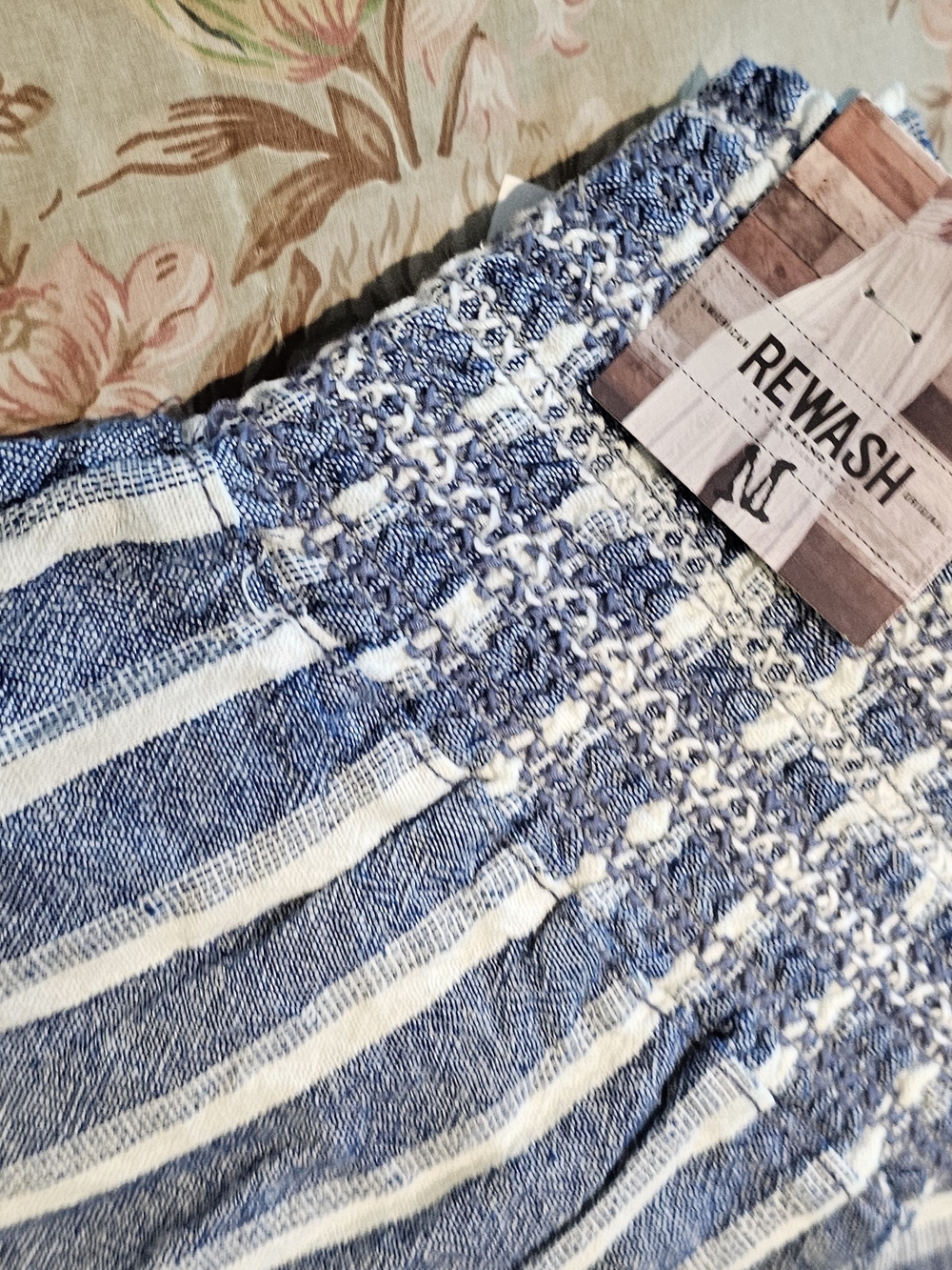 Rewash Navy Blue and White Striped Beach Panta